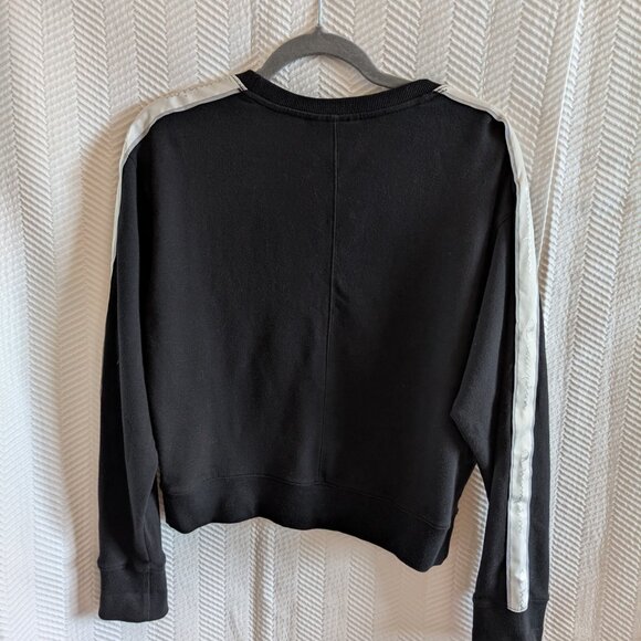 Champion Women's Black Heritage Fleece Crew neck, White Satin Stripe Size Small - Picture 6 of 9